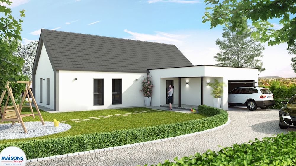 maison moderne avec garage toit plat