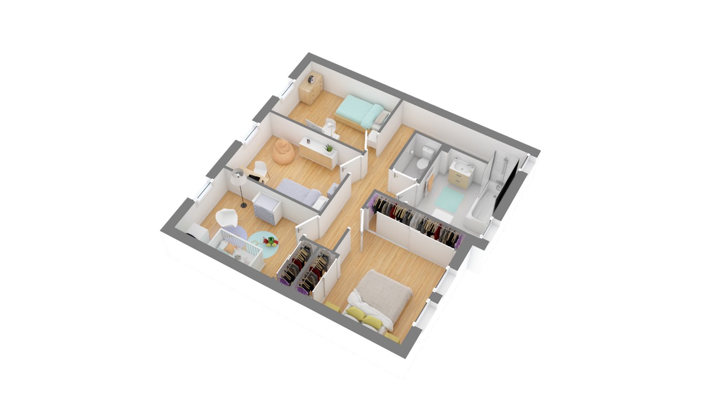 Maisons Concept plan Maison moderne contemporaine _SYMPHONIE_115-g1-axo_etage