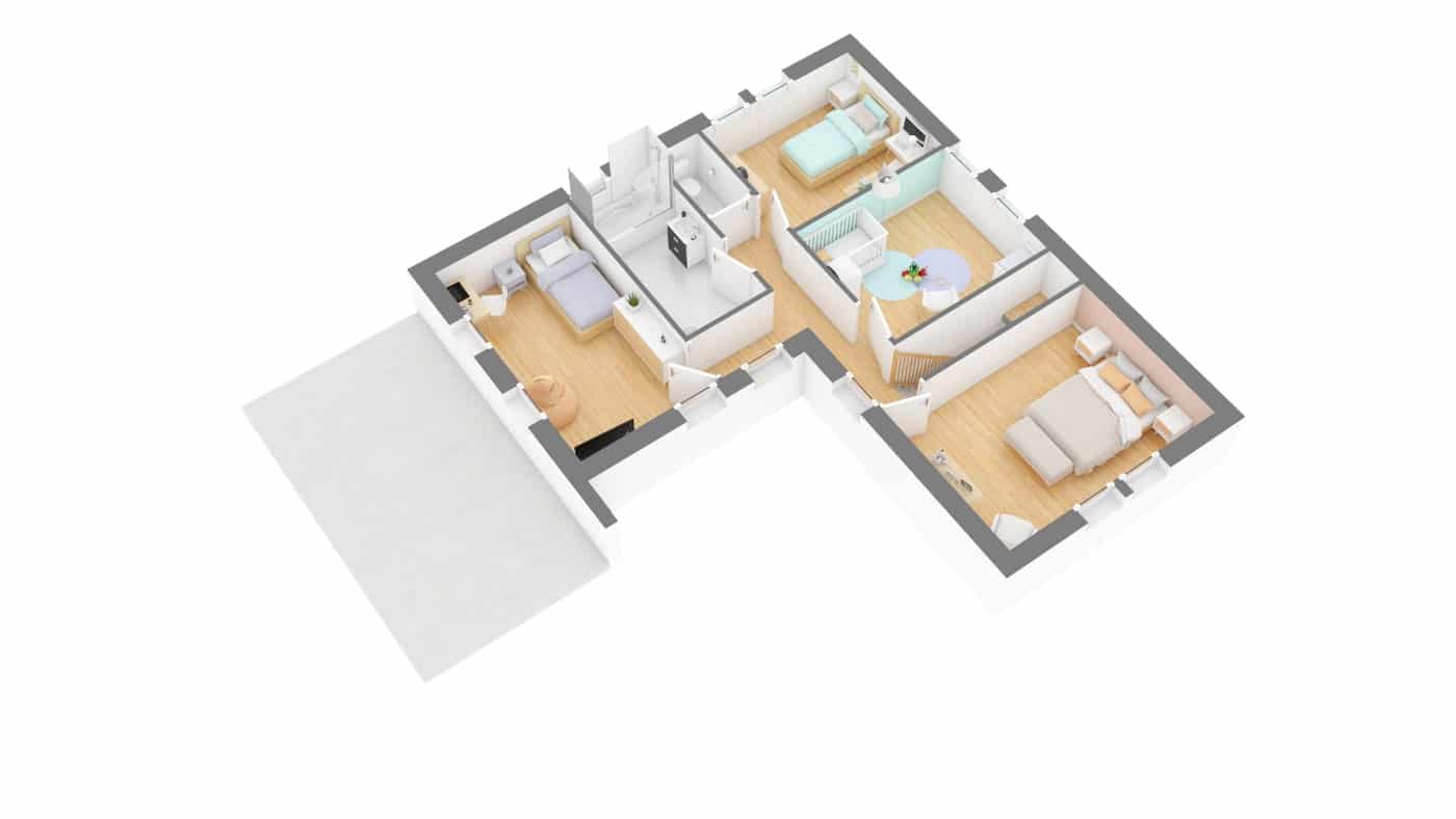 Maisons Concept plan Maison moderne contemporaine _Senza-g1-axo_etage